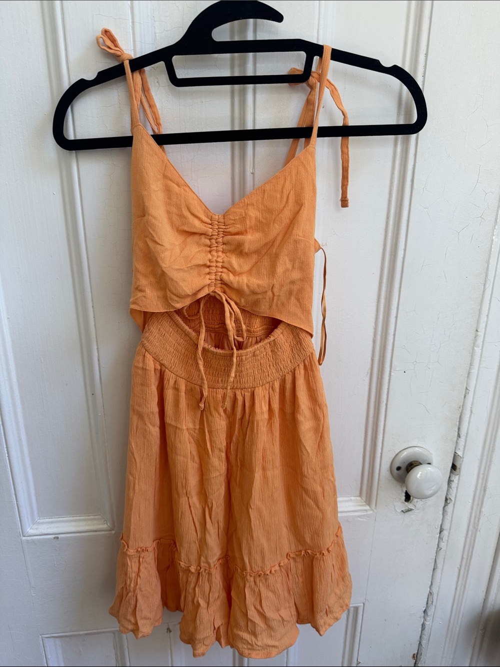 Hollister Apricot Ruched Chemise Dress